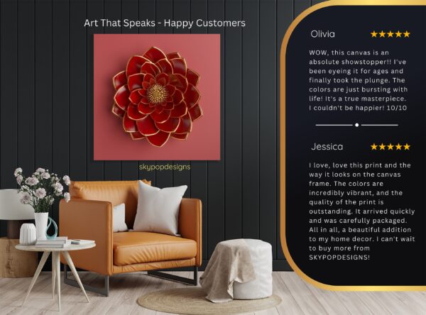 Red Dahlia Bloom Art