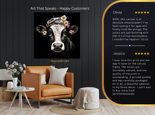 Highland Cow Floral Crown Art