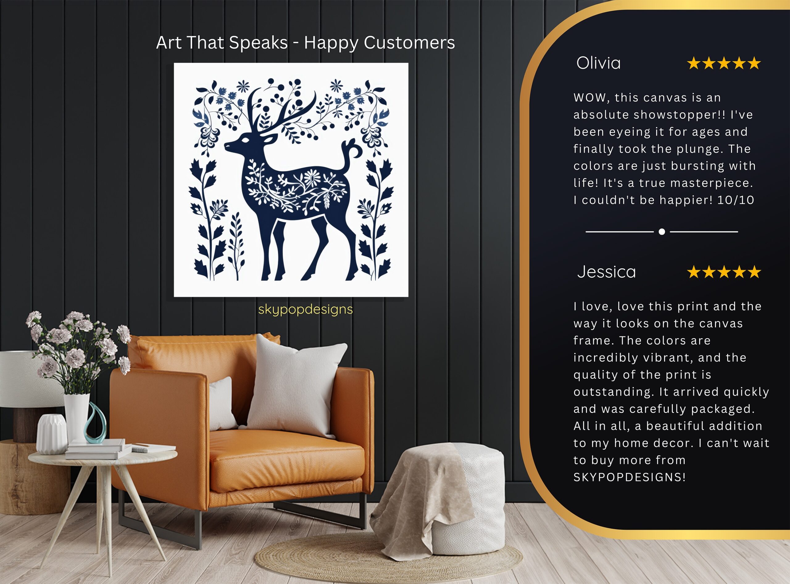 8.jpg Floral Deer Art