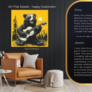 Bear Playing Guitar Moon Art
