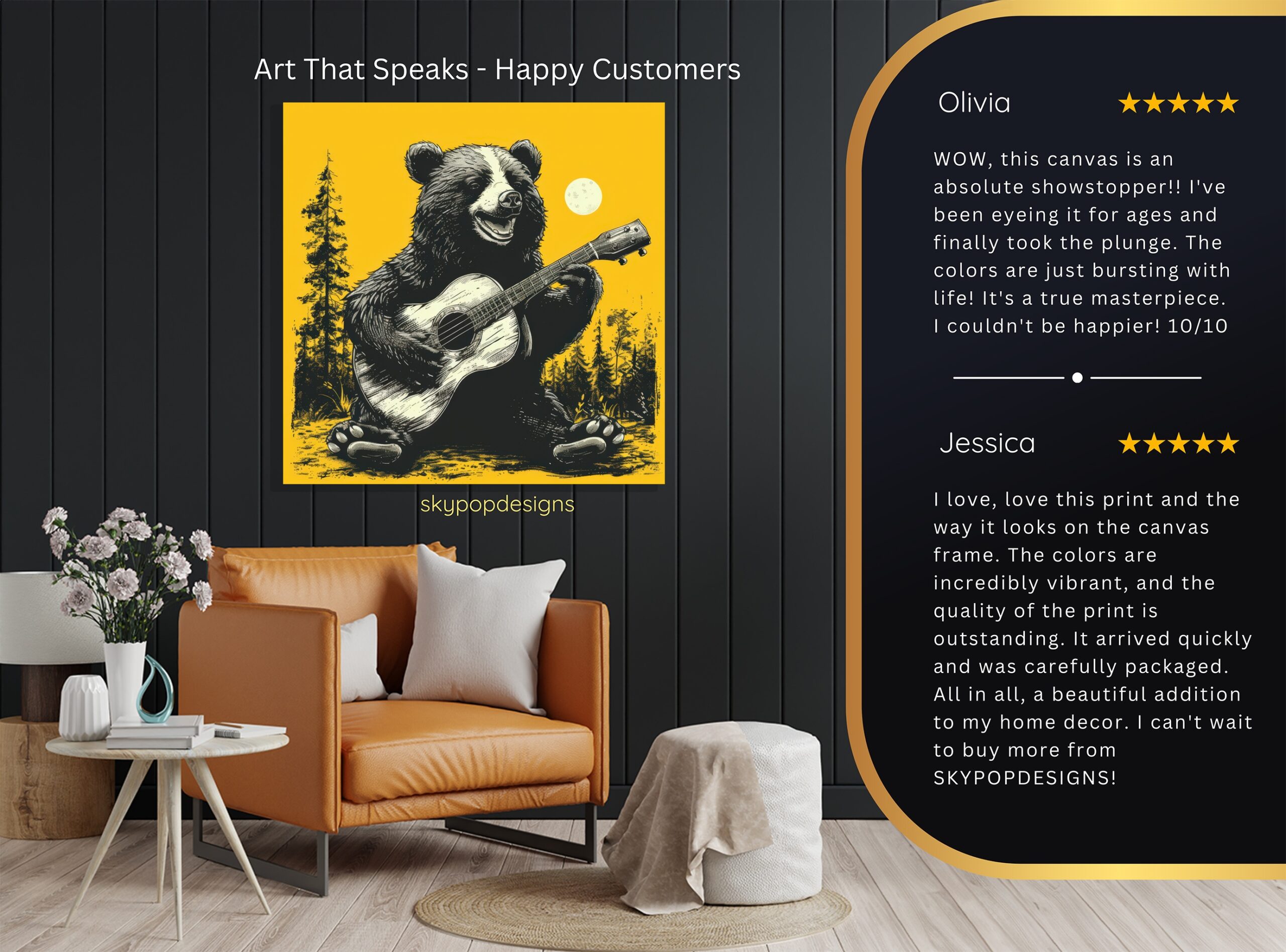 8.jpg Bear Playing Guitar Moon Art