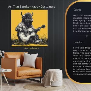 Bison Playing Guitar Art