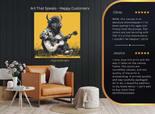 Bison Playing Guitar Art