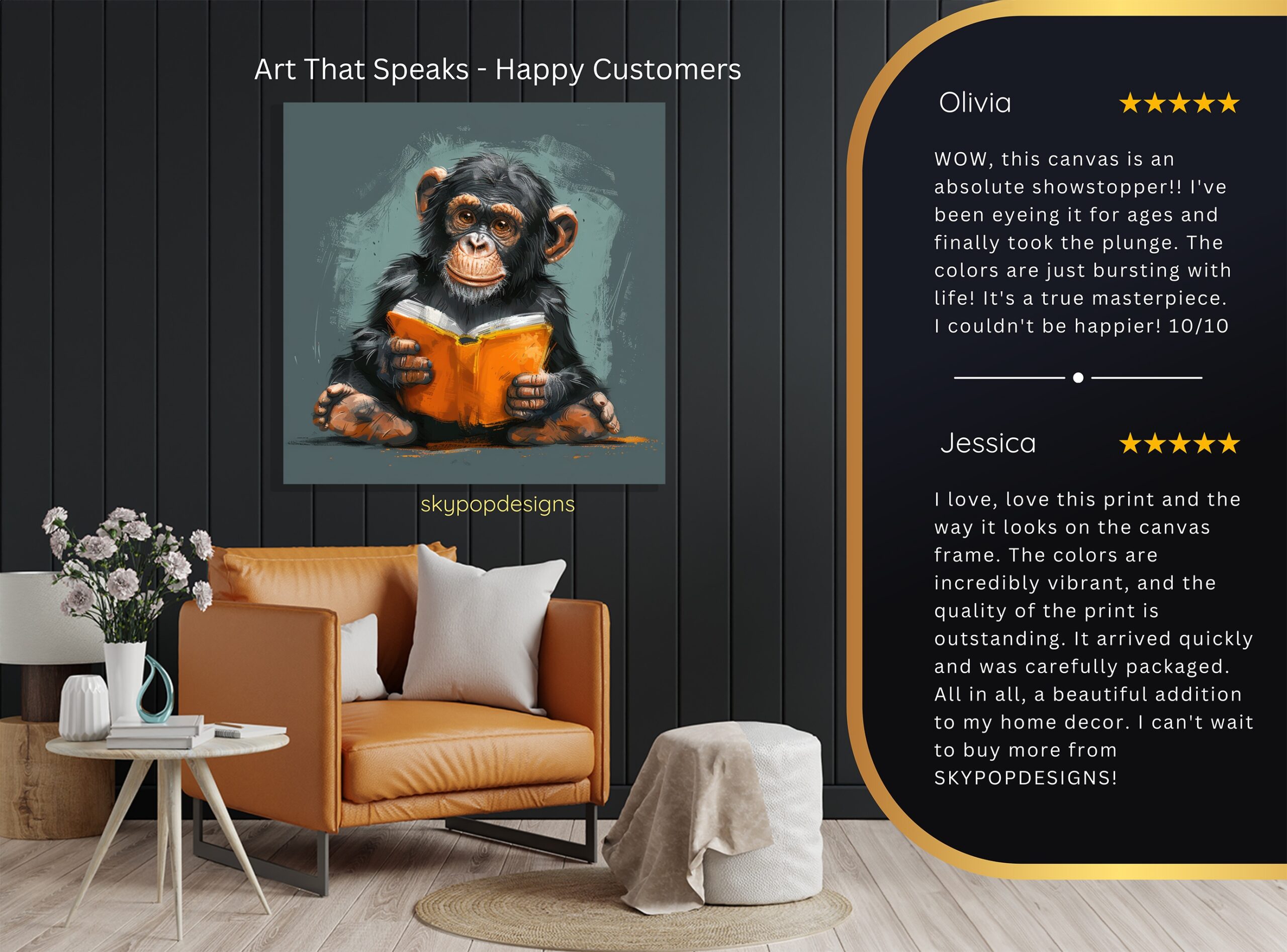 8.jpg Chimpanzee Reading Art