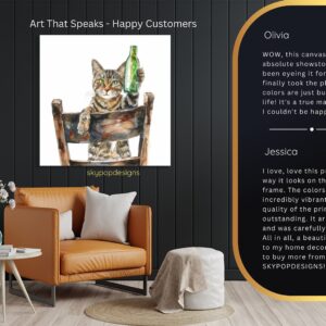 Cat Holding Green Bottle Art