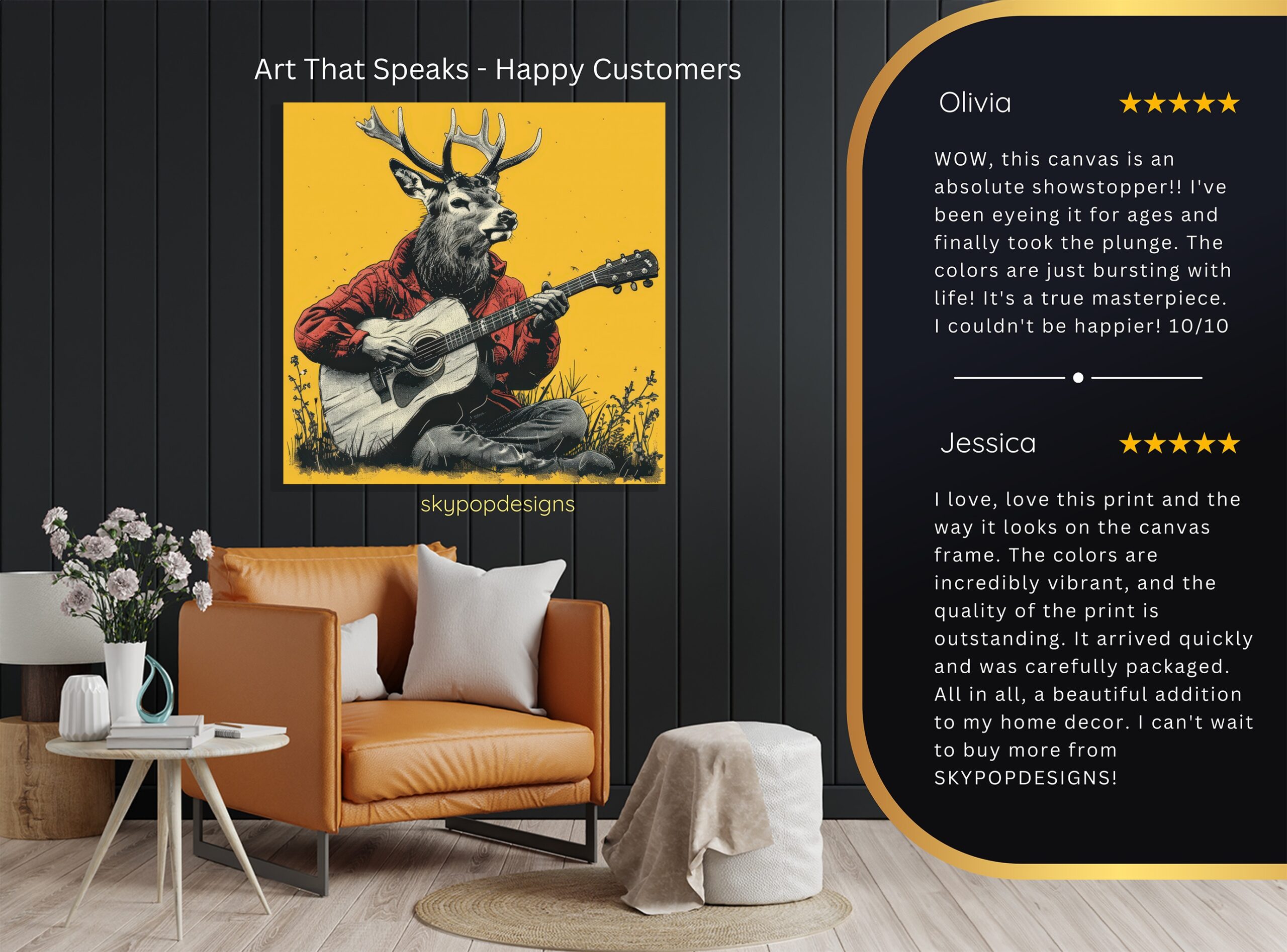 8.jpg Deer Guitarist Art