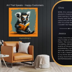 Lemur Reading A Book Art