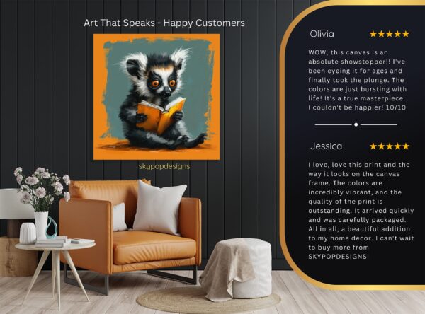Lemur Reading A Book Art