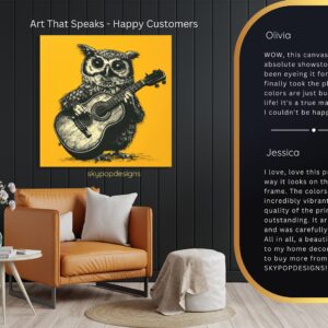 Guitar Playing Owl Art
