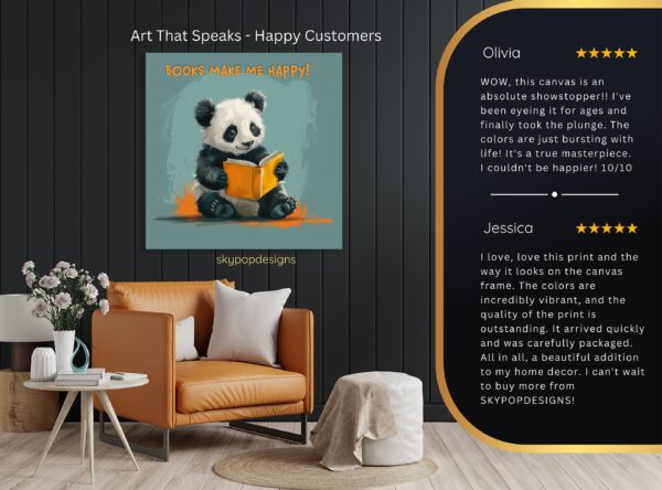 Panda Reading Book Art
