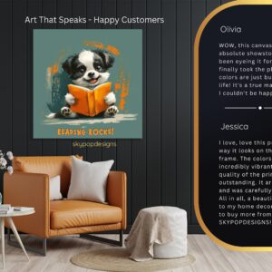 Puppy Reading Book Art