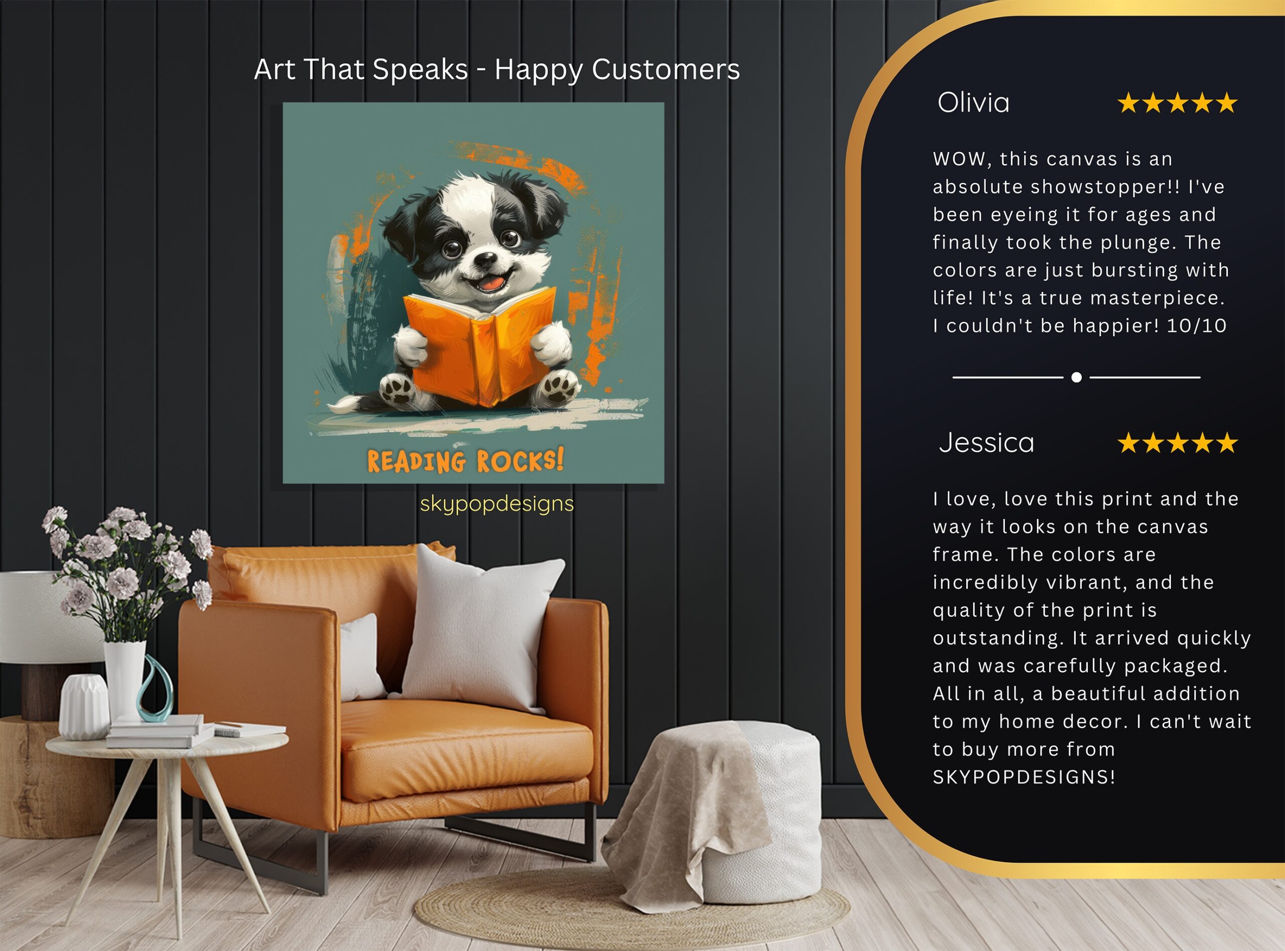 8.jpg Puppy Reading Book Art