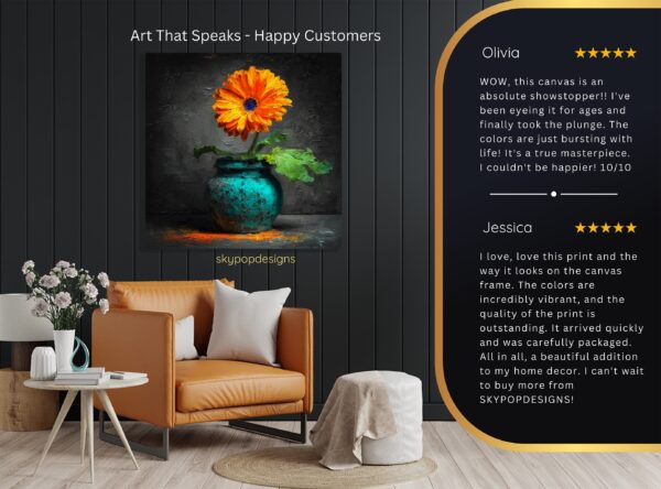Orange Gerbera Daisy Art