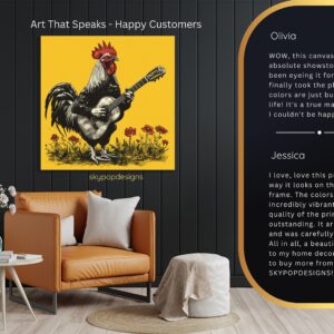 Rooster Playing Guitar Art