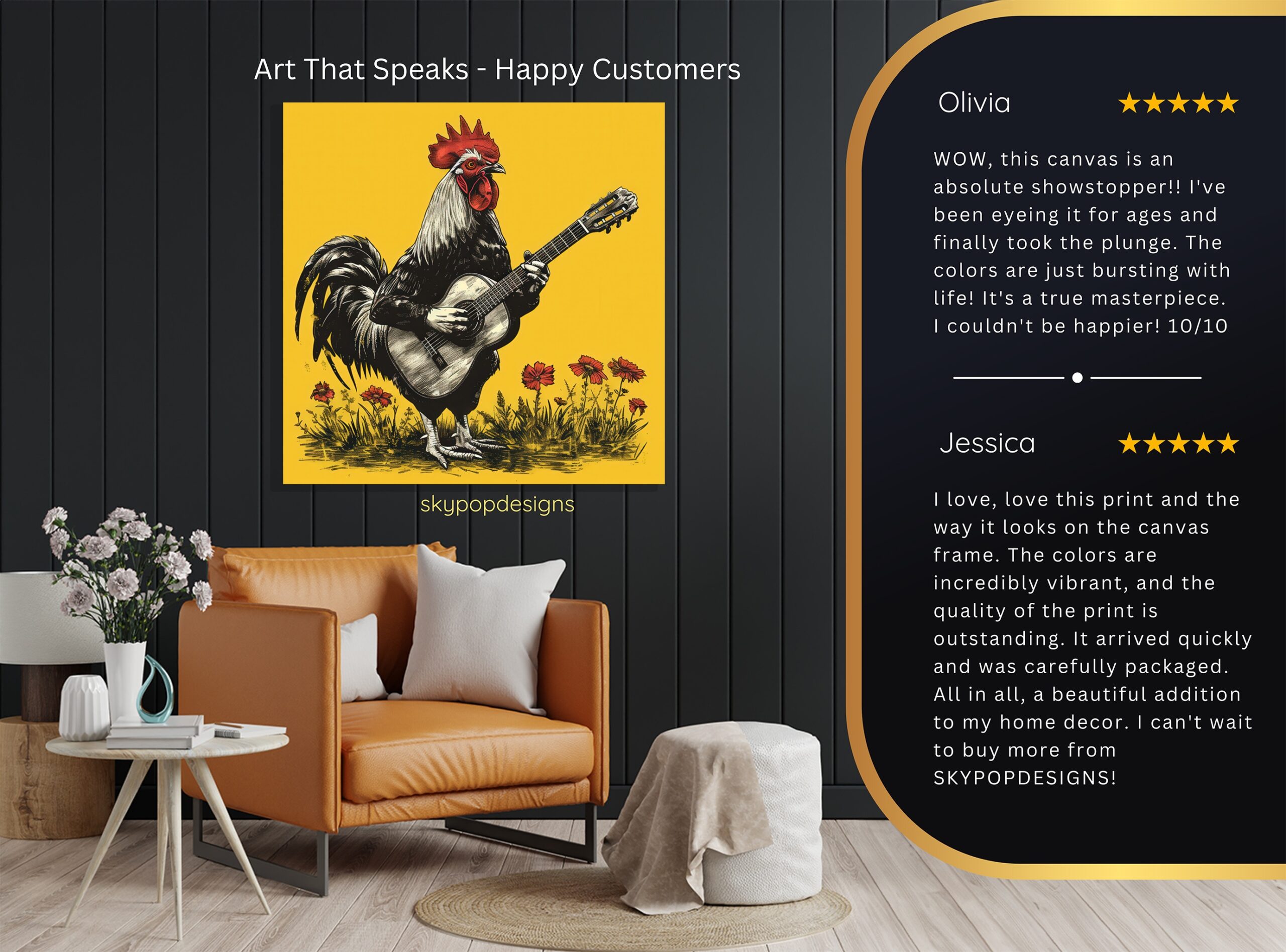 8.jpg Rooster Playing Guitar Art