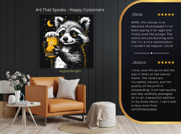 Raccoon Beer Night Art