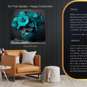 Teal Hibiscus Vase Art