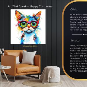 Hipster Cat in Glasses Art