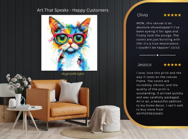 Hipster Cat in Glasses Art