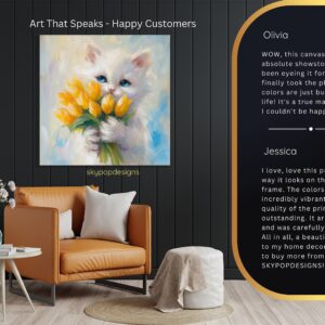 Kitten Yellow Tulips Art
