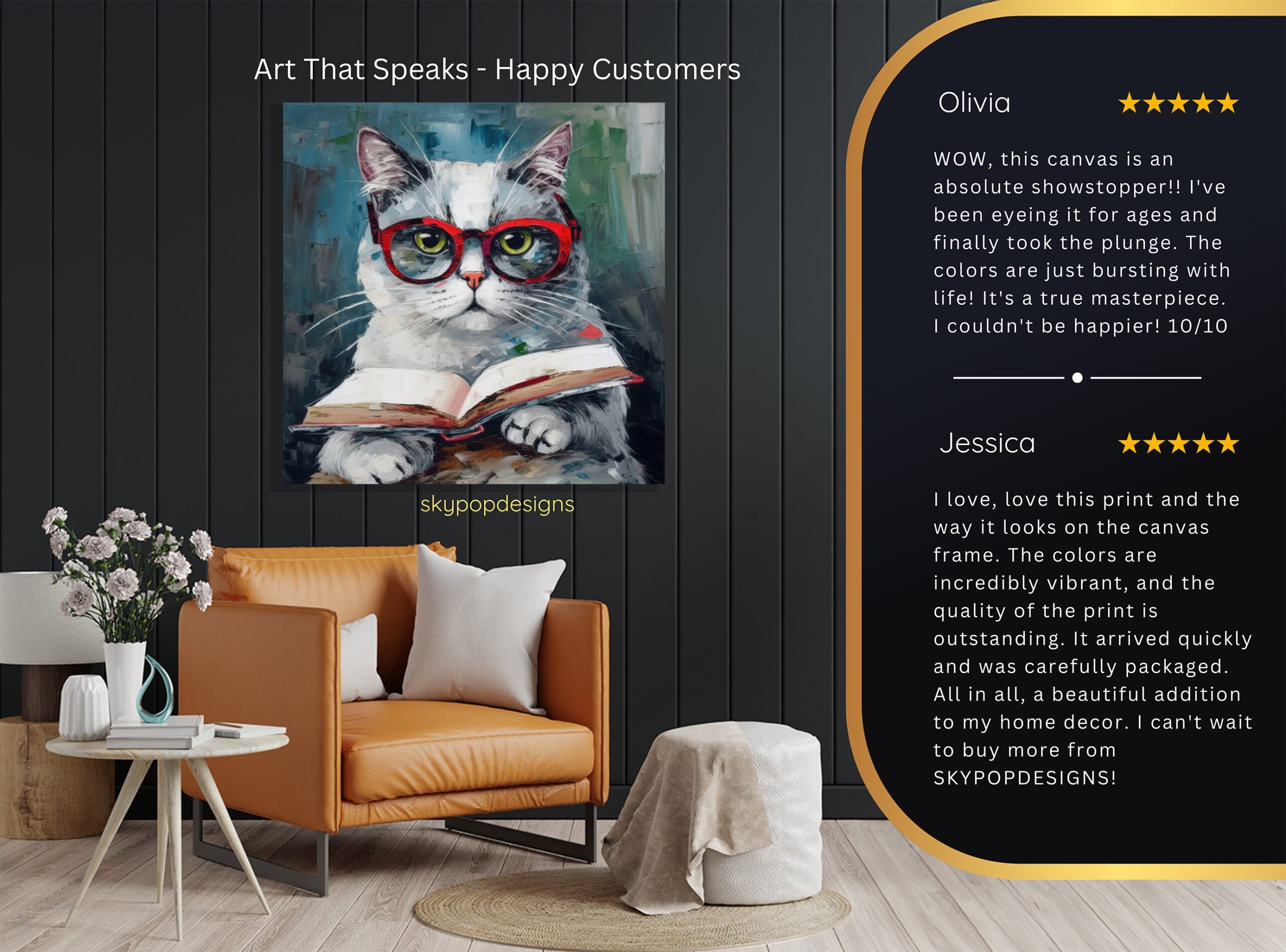 8.jpg Sophisticated Cat Reading Art
