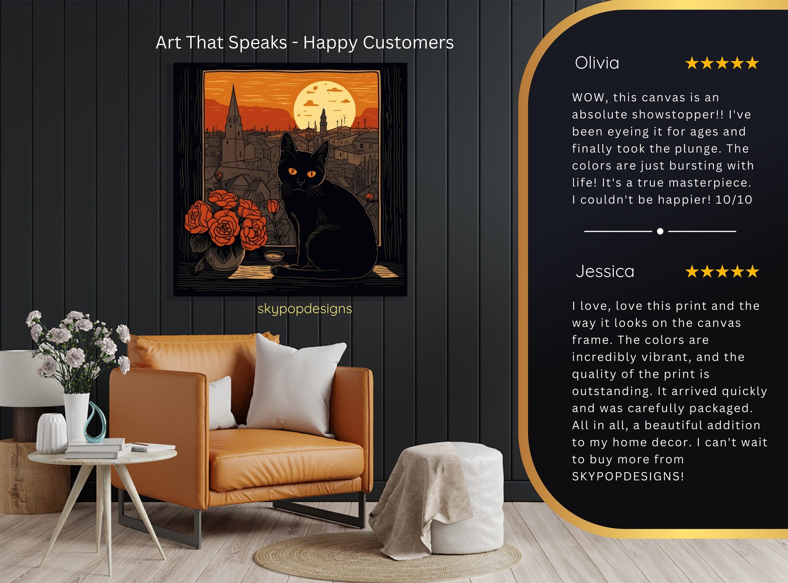 8.jpg Black Cat Sunset View Art