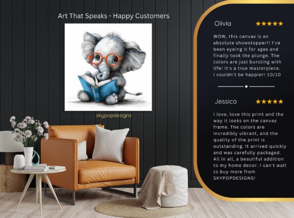 Elephant Reading Art