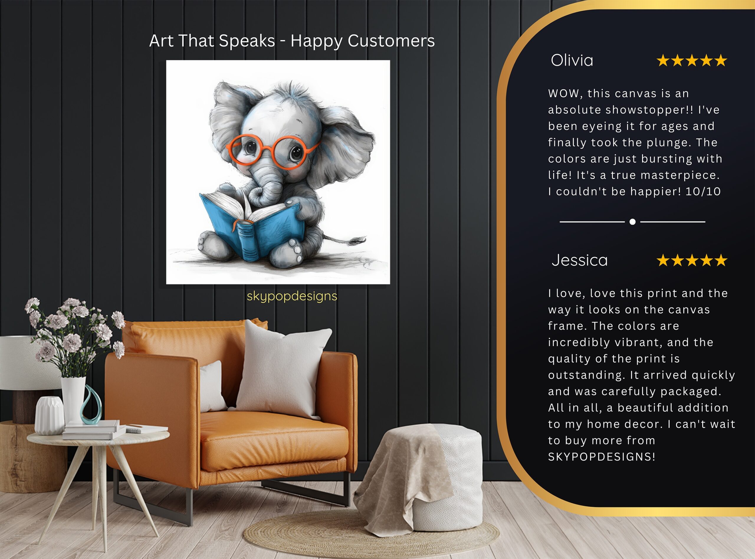 8.jpg Elephant Reading Art
