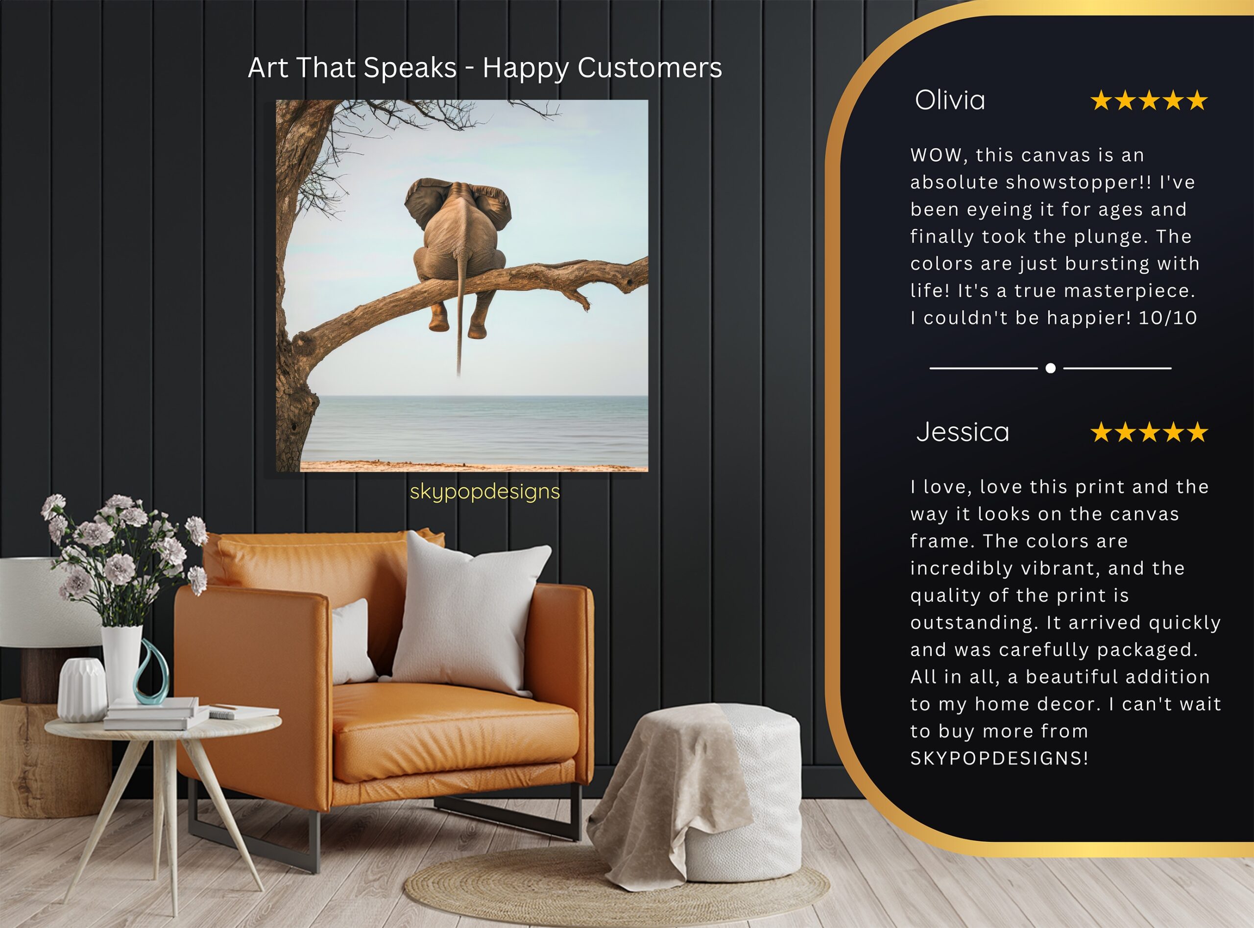 8.jpg Elephant Tree Beach Scene Art