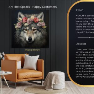 Wolf with Flower Crown Art