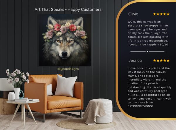 Wolf with Flower Crown Art