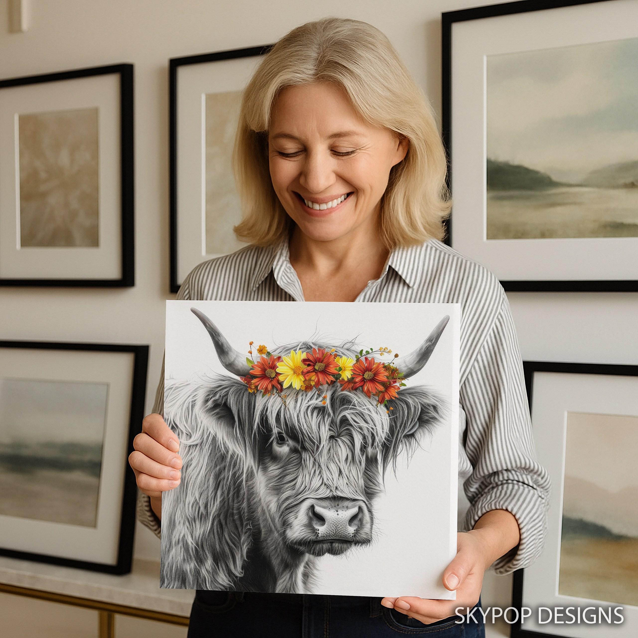 9.jpg Highland Cow Floral Crown Art