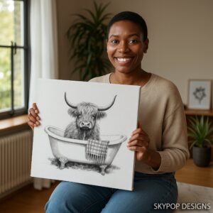 Highland Cow Bath Art