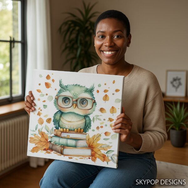 Owl Reading Books Art