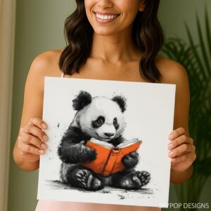 Panda Reading Book Art
