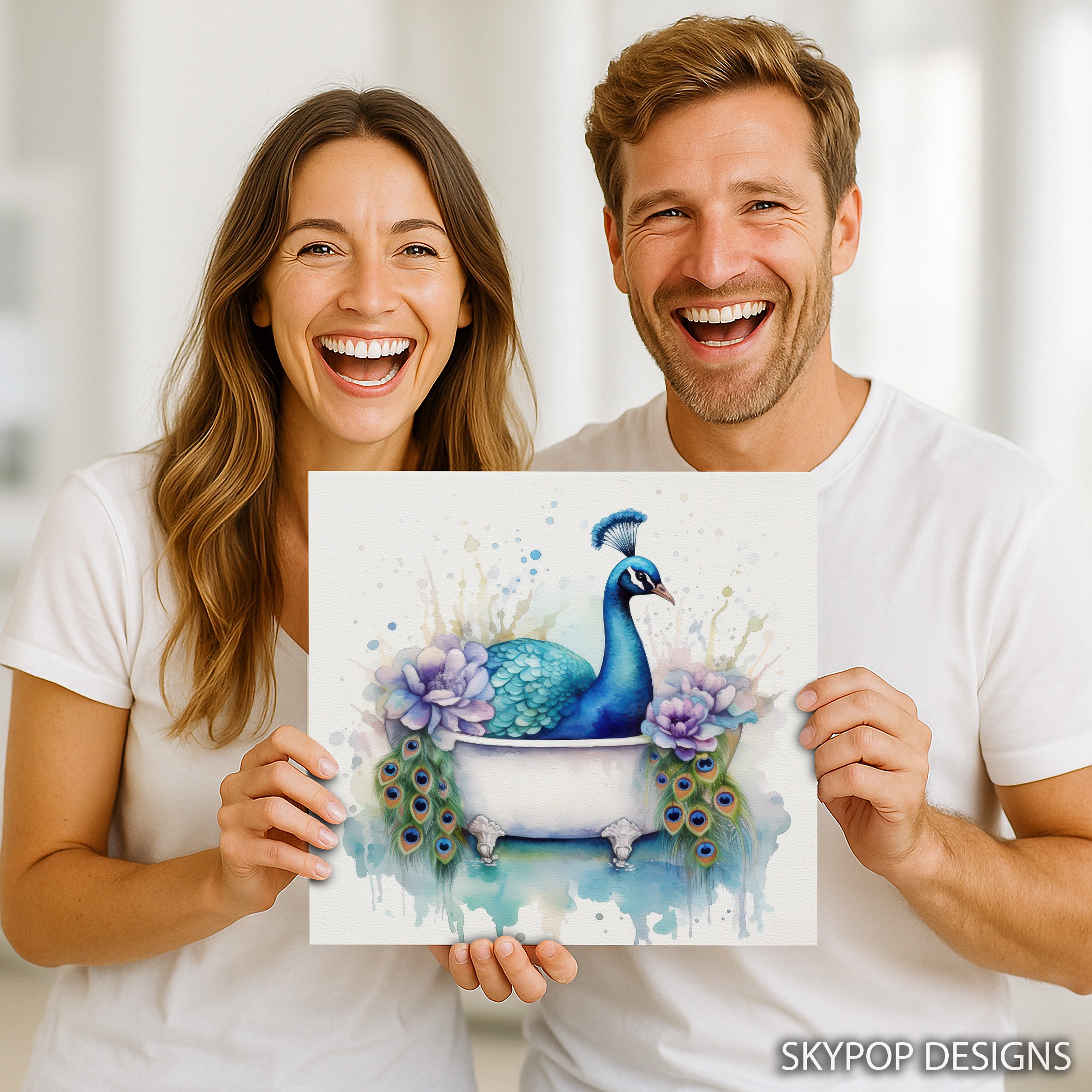 9.jpg Peacock Bath Art