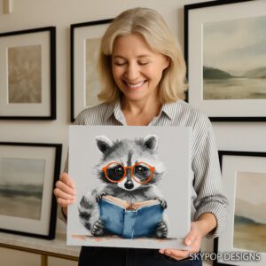 Raccoon Reading Art
