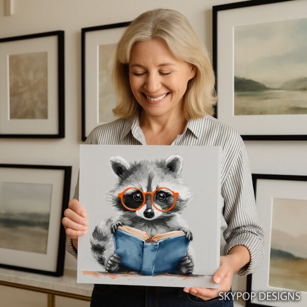 Raccoon Reading Art