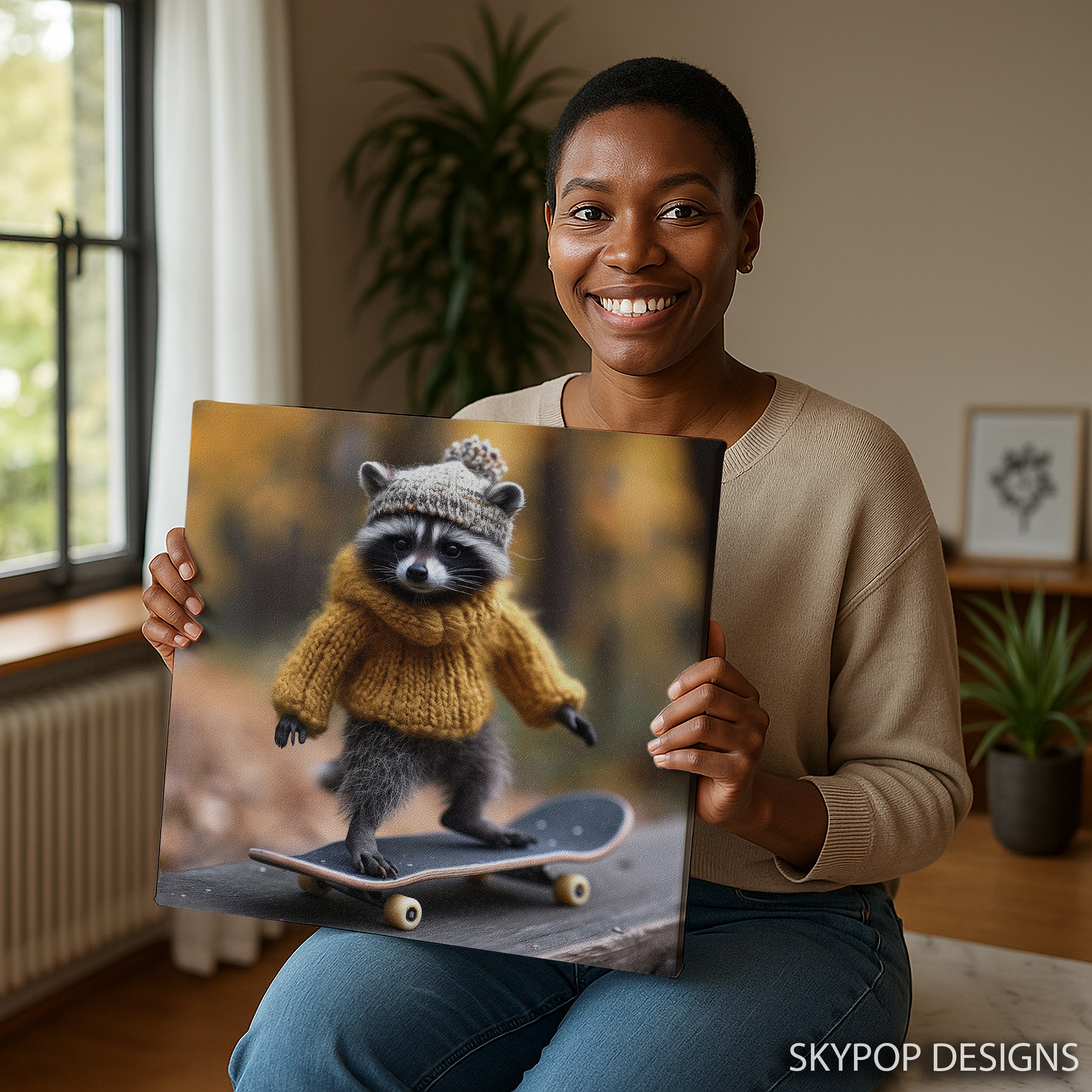 9.jpg Raccoon Skater Art