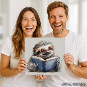 Sloth Bookworm Art