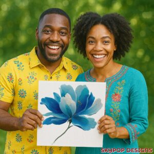 Blue Peony Bloom Art