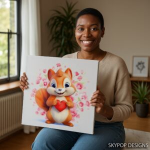 Squirrel Holding Heart Art