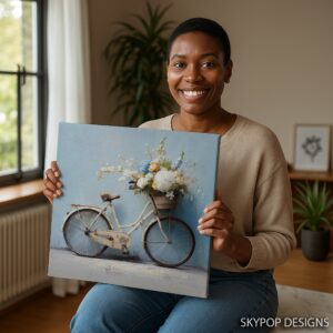 Vintage Bicycle Flower Basket Art