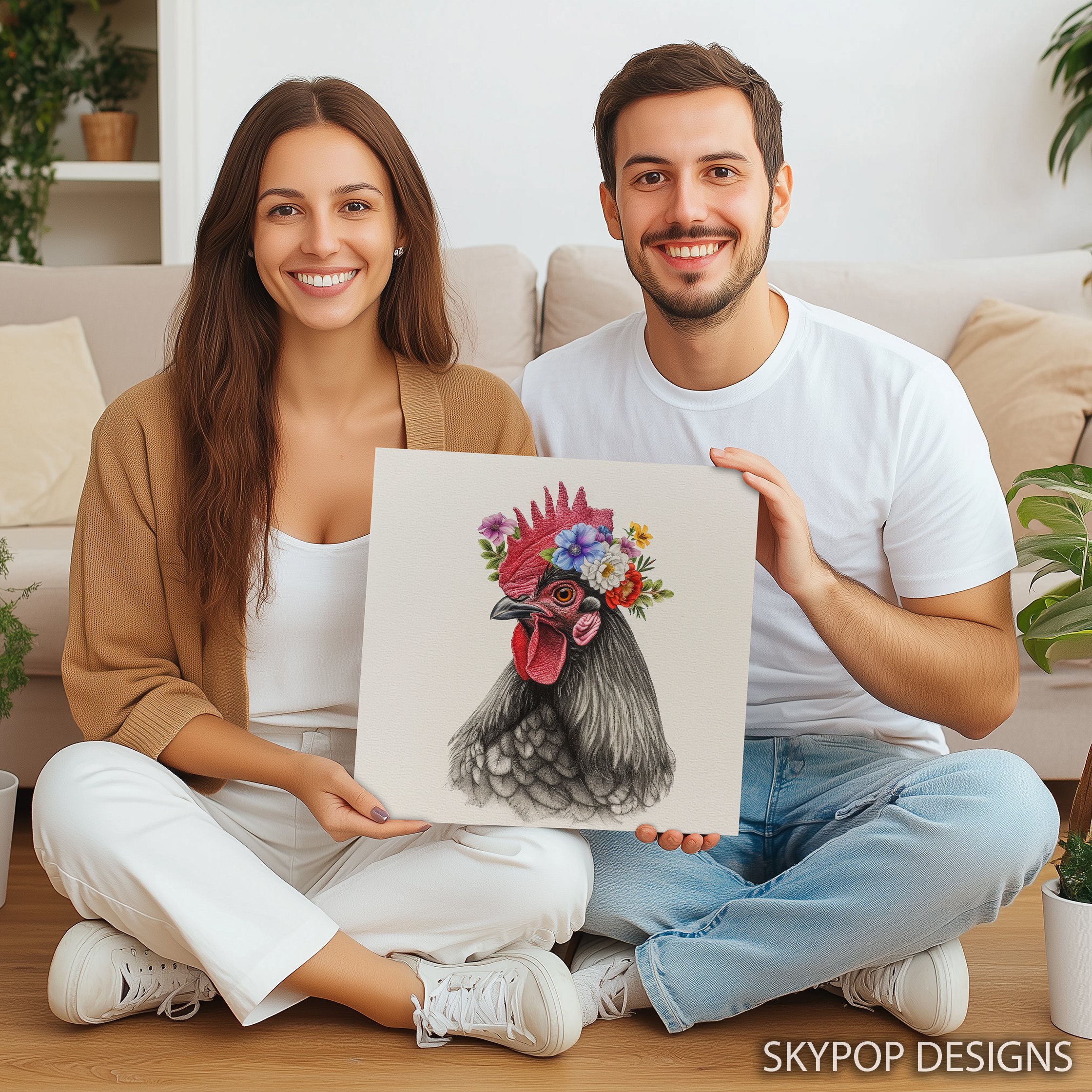 9.jpg Rooster Flower Crown Art