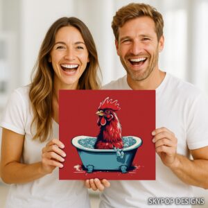 Rooster Bath Time Art