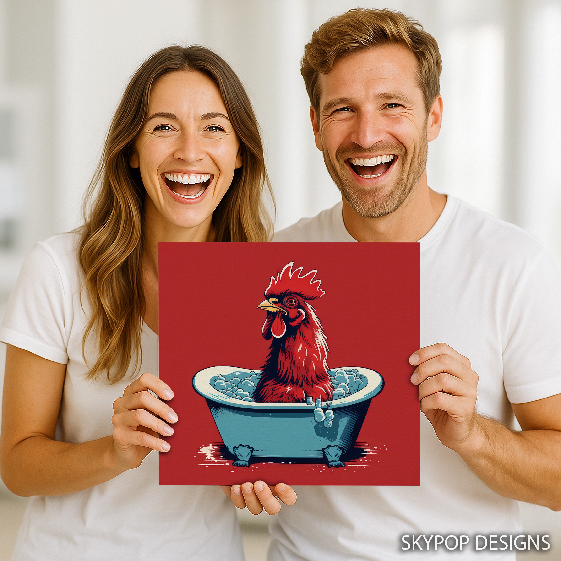 9.jpg Rooster Bath Time Art