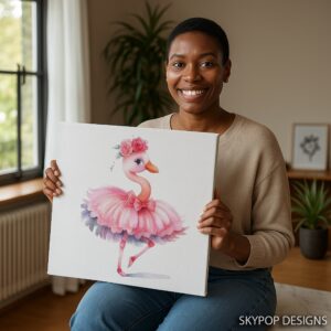 Ballerina Flamingo Art