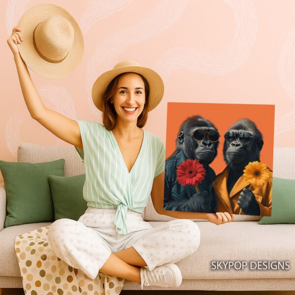 Gorillas With Flowers Art