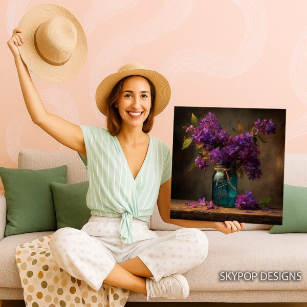 Lilac Blooms Mason Jar Art