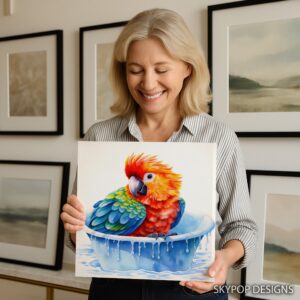 Parrot Bath Time Art